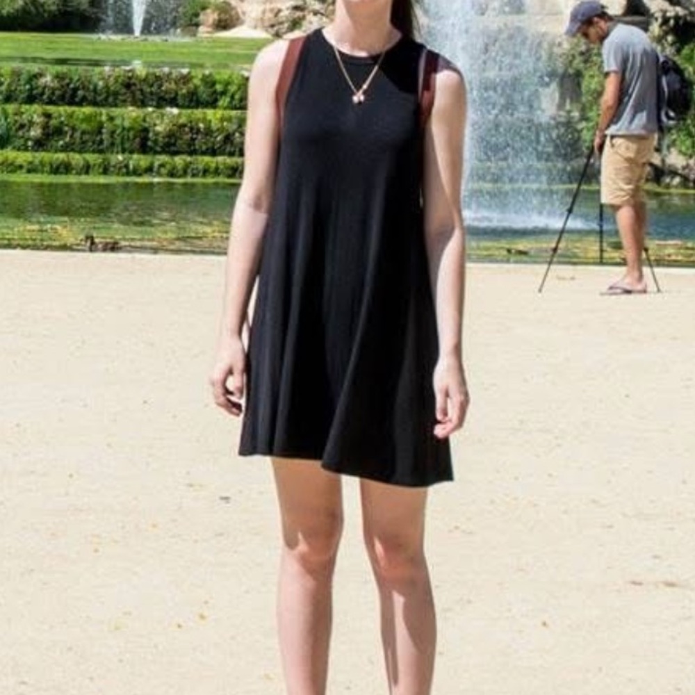 Neutral Natural Black Swing Dress made of Bamboo - Size Small